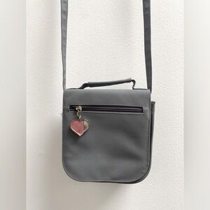 Gray Crossbody Bag with Heart Charm NWOT